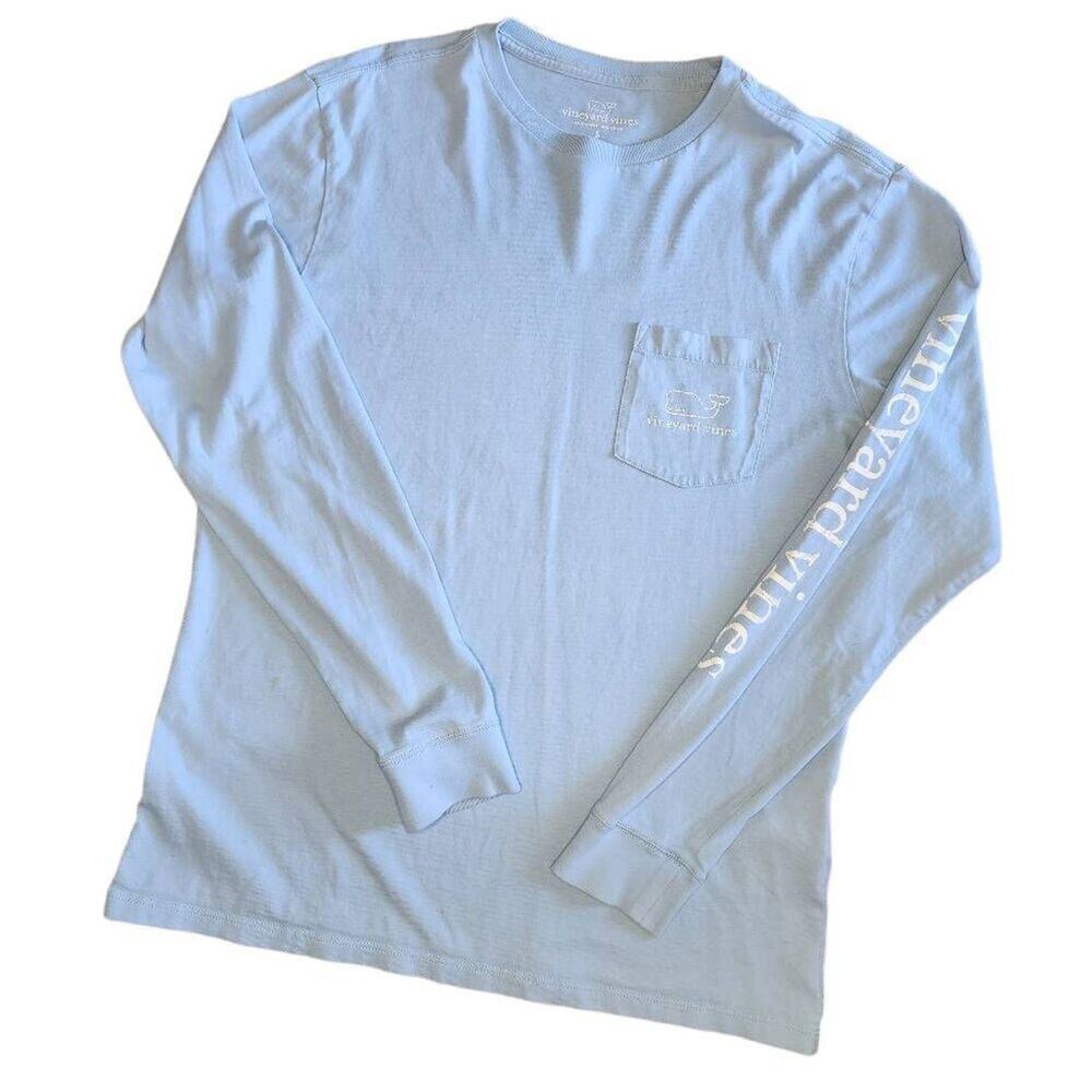 Vineyard Vines Women Tops, Pale Blue Long Sleeve Whale Logo Tee T-Shirt Sz S